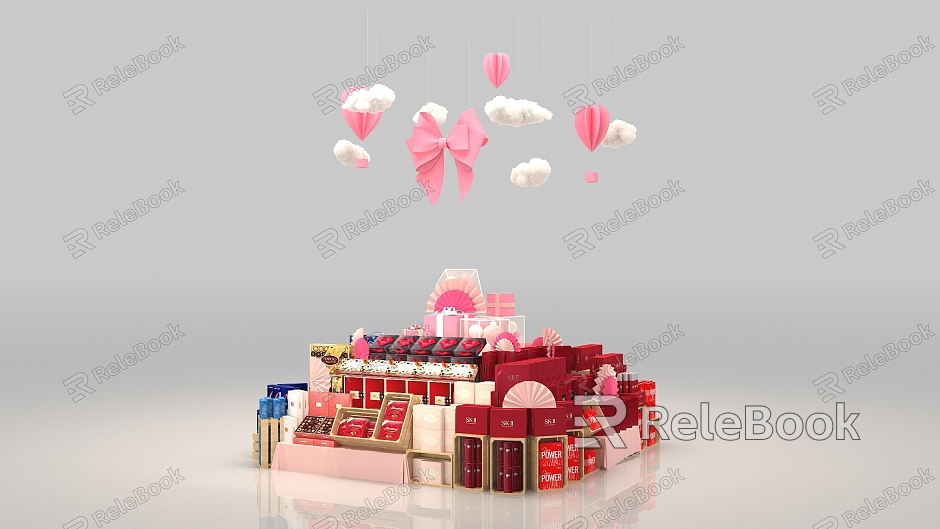 Valentine's Day Christmas Oversized Bow Clouds Origami Folding Fan pink Atmosphere Cosmetics Department Store Display Decorations model