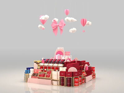 Valentine's Day Christmas Oversized Bow Clouds Origami Folding Fan pink Atmosphere Cosmetics Department Store Display Decorations model