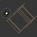Modern Leisure Chair With Wooden Frame And Woven Design By Small Table On Marble Floor