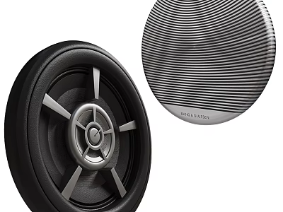 Sleek Black Round Headphone Speakers With Metallic Accents And Textured Surface 3d model