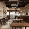 Chinese Restaurant Featuring Menu Screens Open Kitchen Dining Tables And Condiment Shelves