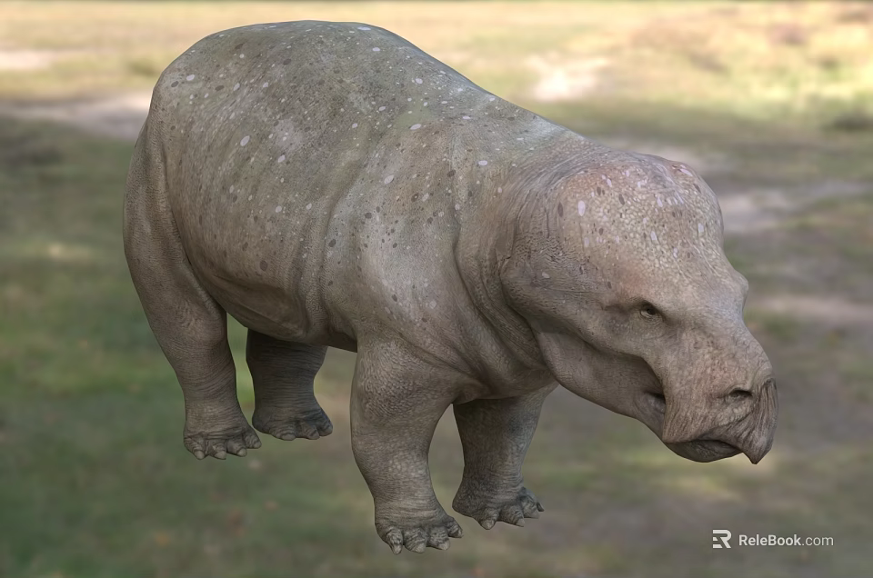 Stocky Reptile With Rough Textured Skin And Spotted Pattern In Natural Grassy Habitat Standing Posture 3d model 