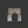 Stone Archway Structure With Carved Pillars And Checkered Floor Design 3d model