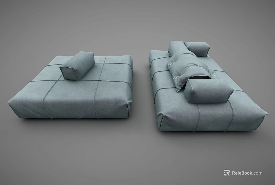 Modern Light Gray Fabric Sofa Set With Modular Design And Comfortable Cushions 3d model