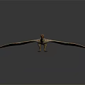 Realistic Pterosaur Figure With Spread Wings And Orange Tipped Patterns In Flight 3d model