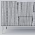 Modern Wooden TV Stand With Walnut Texture Storage Cabinets And Black Metal Legs