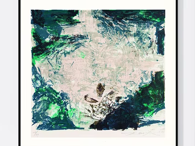 Abstract Painting With Green Blue Colors And Natural Elements Brushstrokes Texture 3d model