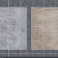 Two Modern Square Rugs in Gray and Beige on Tile Floor 3d model