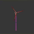 Industrial Wind Turbine Featuring White Blades And Red Markers On Tall Metal Structure
