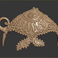 Ornate Golden Jewelry Pendant With Intricate Swirls Floral Dots And Spiral Motifs