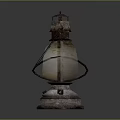 Vintage Rustic Kerosene Lamp With Glass Shade Metal Frame And Rustic Base