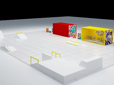 Skateboard Competition Venue Container Refitting Street Style Meichen DP Industrial Style Paint Bucket Street Graffiti 3d model