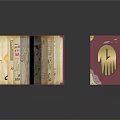 Open Book Filled With Banknotes And Red Cover Book With Golden Hand