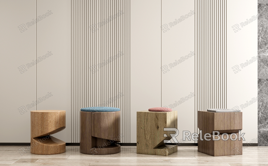 Modern Stool Log Stool Combination model