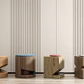 Modern Stool Log Stool Combination 3d model