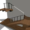 Modern Stairs Design With Wooden Steps Metal Railings And Angled Landing