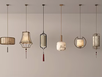 New Chinese Chandelier Lantern Chandelier Bedside Chandelier 3d model
