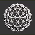 White Abstract Spherical Lattice Structure With Interconnected Nodes And Geometric Design