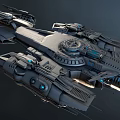 Futuristic Spaceship With Metallic Structure Blue Lights And Detailed Design Features