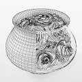 Transparent Glass Vase With Red And White Roses And Small Daisies Decoration