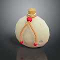 White Moon Shaped Decorative Storage Bottle With Cork Stopper Orange Red Rope And Red Beads
