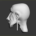 3D Game and Movie Character White Head with Red Eyes Long Ears Facial Wrinkles