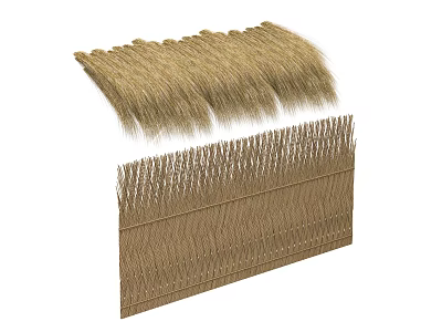 Chinese-style awning thatched grass bamboo fence bamboo fence hay straw thatched roof eaves 3d model