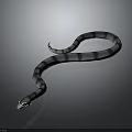 Long Black and White Striped Curved Snake on Gray Surface 3d model