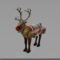 Christmas Themed Reindeer Decoration With Red Nose Decorative Saddle And Ornamental Barrels