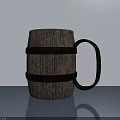 Wooden Barrel Shaped Decorative Ornament Set With Black Bands On Smooth Surface