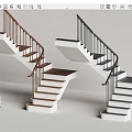 American Pastoral Stairs Solid Wood Stairs 3d model