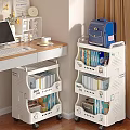 Organized Room Setup With Desk Computer Storage Shelves Books And Backpack