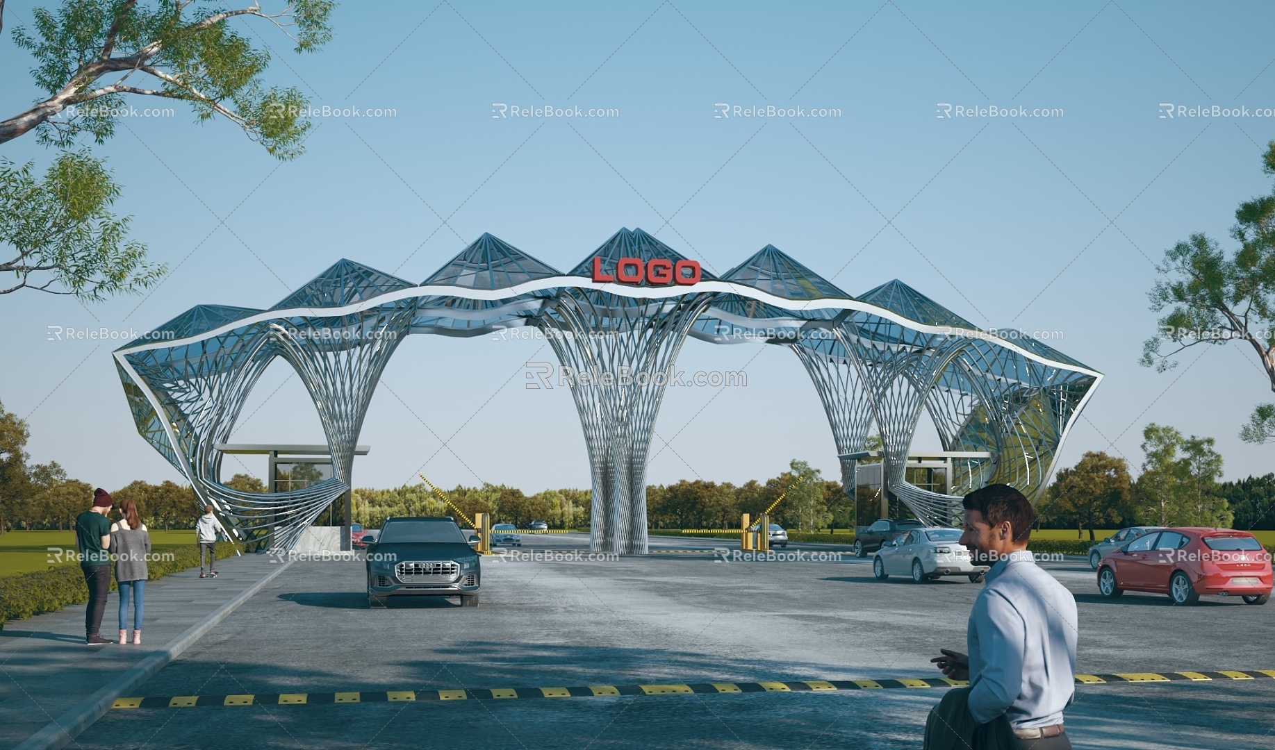 Modern Gate Gate Building Factory Gate Guard Recorder Room Gate Entrance Park Gate Gate Gate 3d model