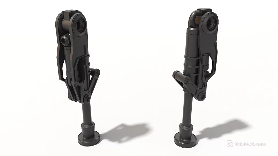 Heavy Duty Black Metal Industrial Equipment Components With Articulated Joints And Base 3d model 
