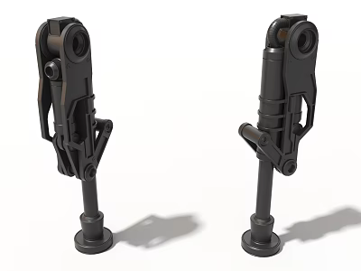 Heavy Duty Black Metal Industrial Equipment Components With Articulated Joints And Base 3d model