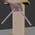 Modern Turnstile Access Control Device With Three Metal Bars Main Column And Top Platform 3d model