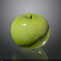 Ripe Green Apple With Glossy Surface Isolated On Black Background