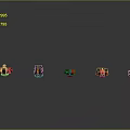 Multiple Different Designed Weapon Models in Black Red Color Displayed on Gray Background