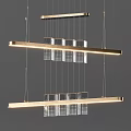 Modern Linear Chandelier With Gold Metal Frame And Square Glass Elements 3d model