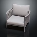 Modern Single Sofa With Light Gray Cushion And Woven Armrest Design 3d model