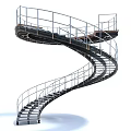 Modern Spiral Staircase Design With Metal Railing And Curved Interior Structure
