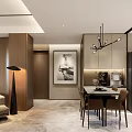 Modern Living And Dining Room Interior Design With Sofa Coffee Table Rug And Wall Art