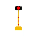 Outdoor Garden Light With Black Lamp Body Red Illumination Yellow Pole Striped Design And Yellow Base