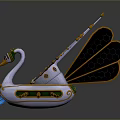 Unique Water Vehicle Design Featuring Fan Shaped Structures Honeycomb Patterns Decorative Arrows And Blue Hull
