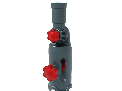 Gray Mechanical Device Featuring Red Control Knobs And Vertical Tubular Design 3d model