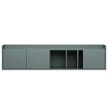 Modern Storage Cabinets With Drawers Open Compartments And Wooden Gray Finishes