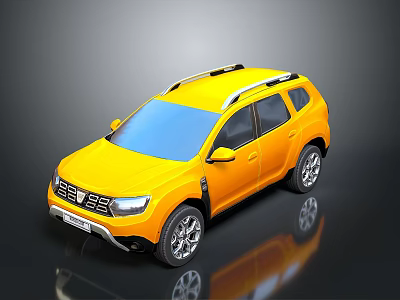 Yellow SUV With Roof Rack Modern Design Alloy Wheels And Front Grille 3d model