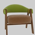 Modern Single Sofa With Green Upholstered Back Yellow Armrest Accents And Brown Cushioned Wooden Frame