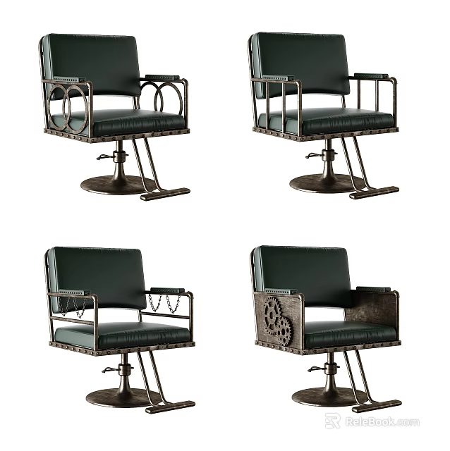 Modern Green Leather Massage Chair With Metal Frame Armrests Swivel Base And Footrest 3d model 