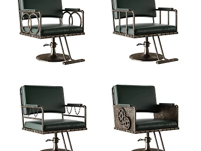 Modern Green Leather Massage Chair With Metal Frame Armrests Swivel Base And Footrest 3d model